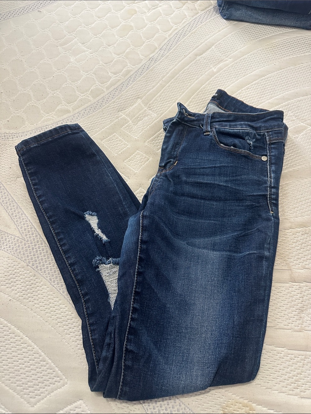 bebe Dark Blue Skinny Distressed Jeans